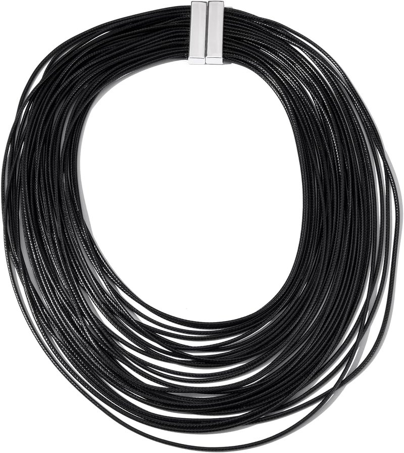 MJULY Women Multi Layer Chunky Bib Necklace Magnetic Clasp Wax Line Choker Statement Jewelry - Image 3